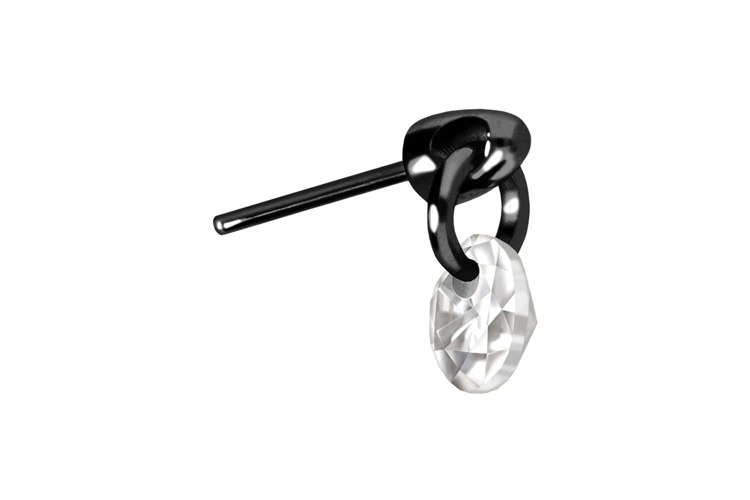 Titan Aufsatz mit Push Pin RUNDER KRISTALL von Piercingline